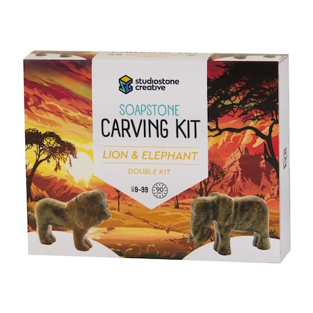 Studiostone Creative Lion & Elephant Double Carving Kit LEDK